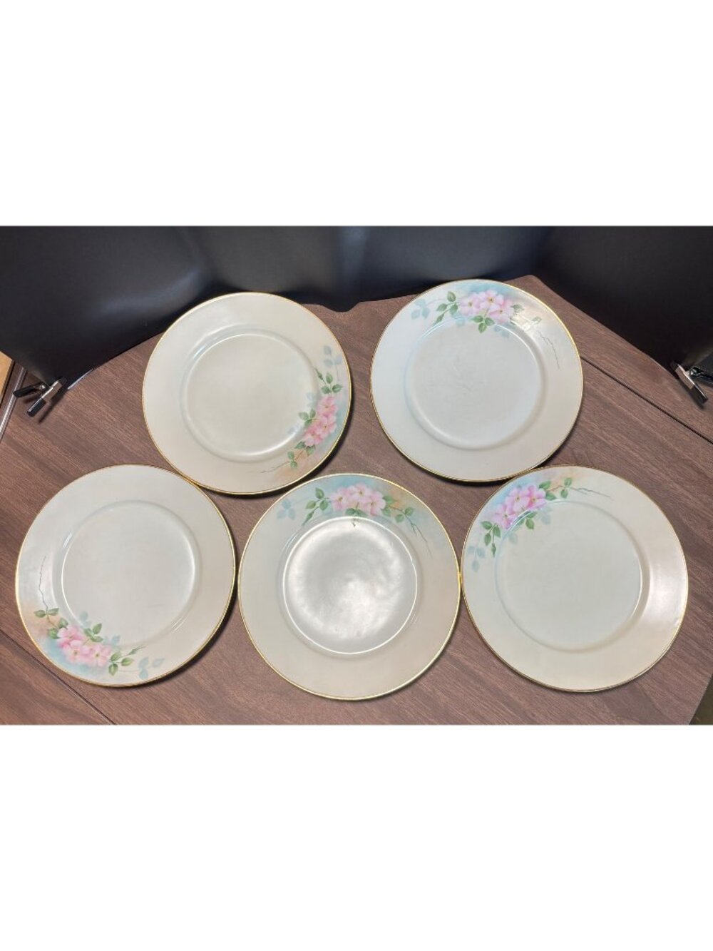 K&A Krautheim & Adelberg Floral Pattern Salad Plates Set Of 5 Vintage 1940s